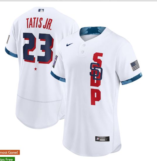 Men San Diego Padres 23 Tatis jr White 2021 All Star Elite Nike MLB Jersey